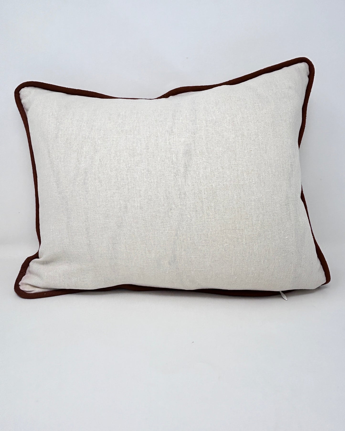 Hand-Embroidered Otomi Pillow Cover – Brown & White 13" x 17"