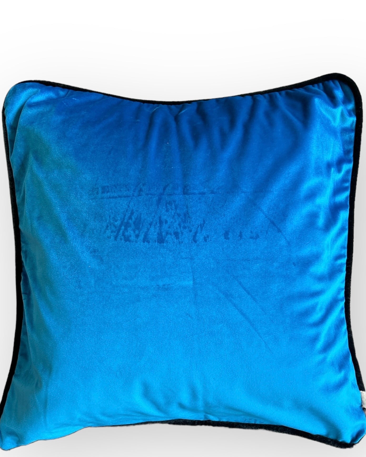 Hand embroidered Otomi pillow cover, Tones of blues and white, 18” x 18"