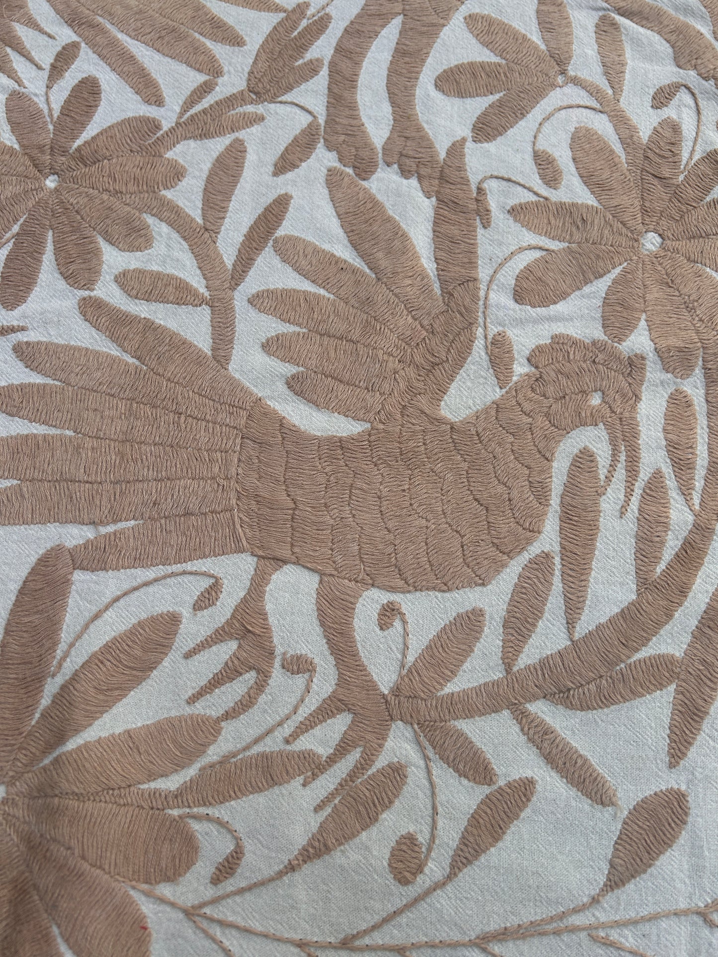 Boho Chic Hand-Embroidered Wall Art – Tan & Ivory Decor 32"x72"
