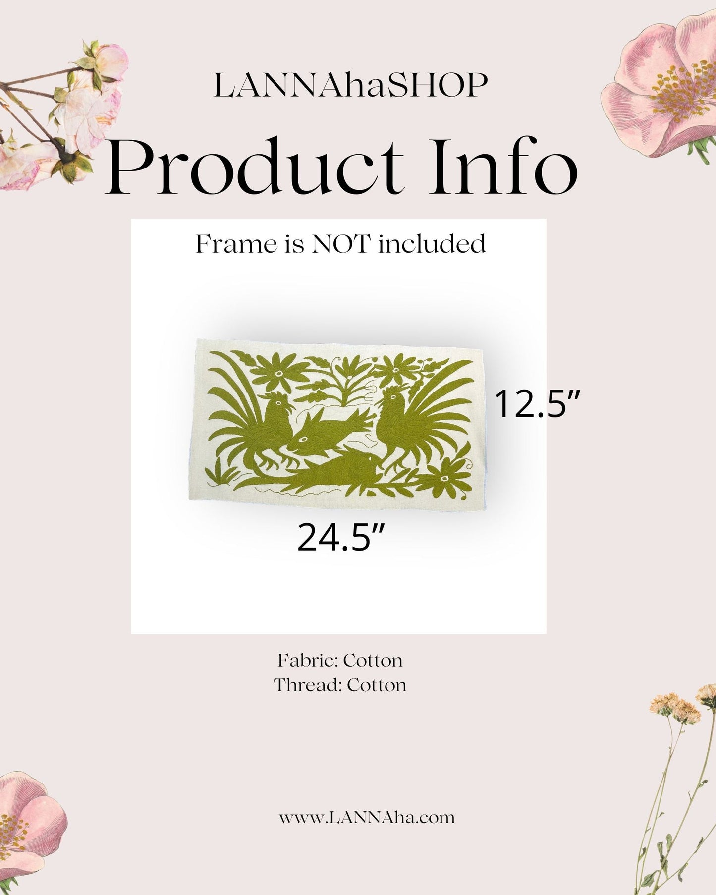 Hand-Embroidered XL Lumbar Pillow Cover – Olive green & White 14” x26.5"