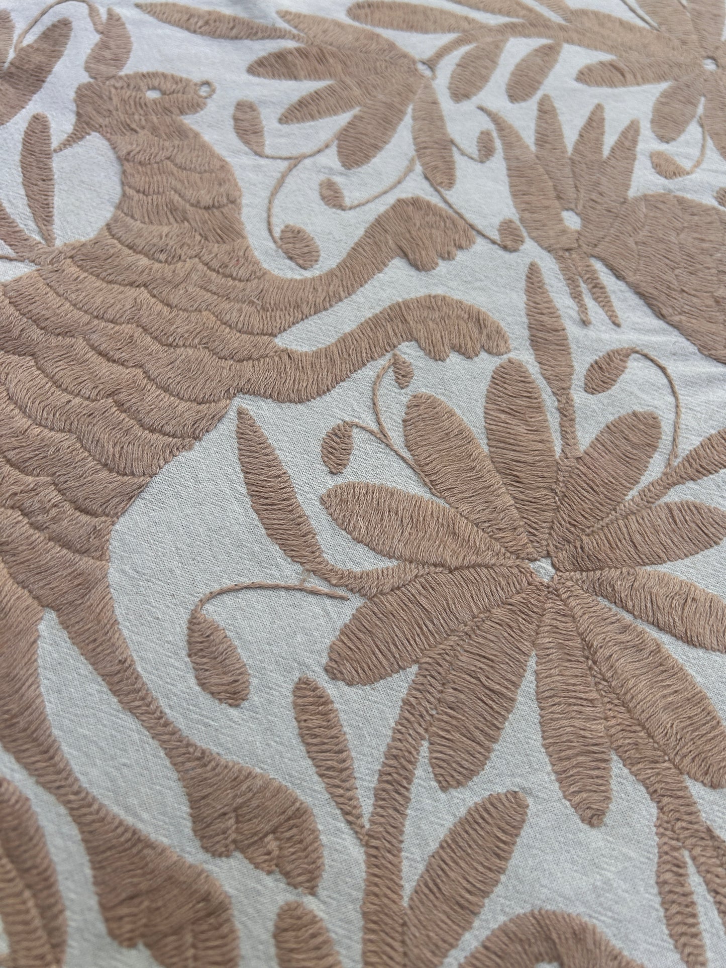 Boho Chic Hand-Embroidered Wall Art – Tan & Ivory Decor 32"x72"