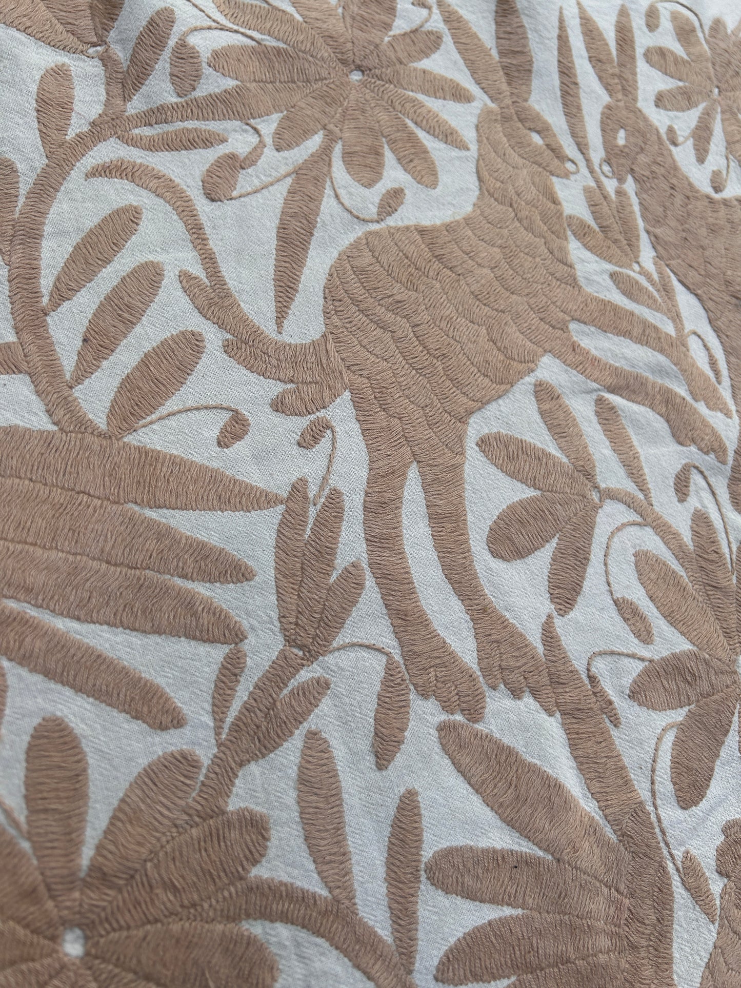 Boho Chic Hand-Embroidered Wall Art – Tan & Ivory Decor 32"x72"