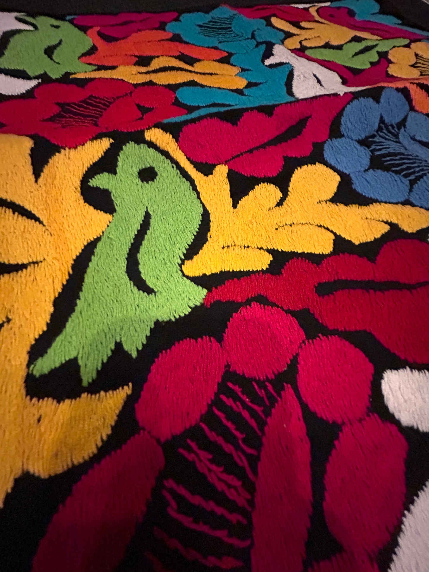 Hand-Embroidered Oaxacan Pillow Cover – 23"x23" Mexican Decor