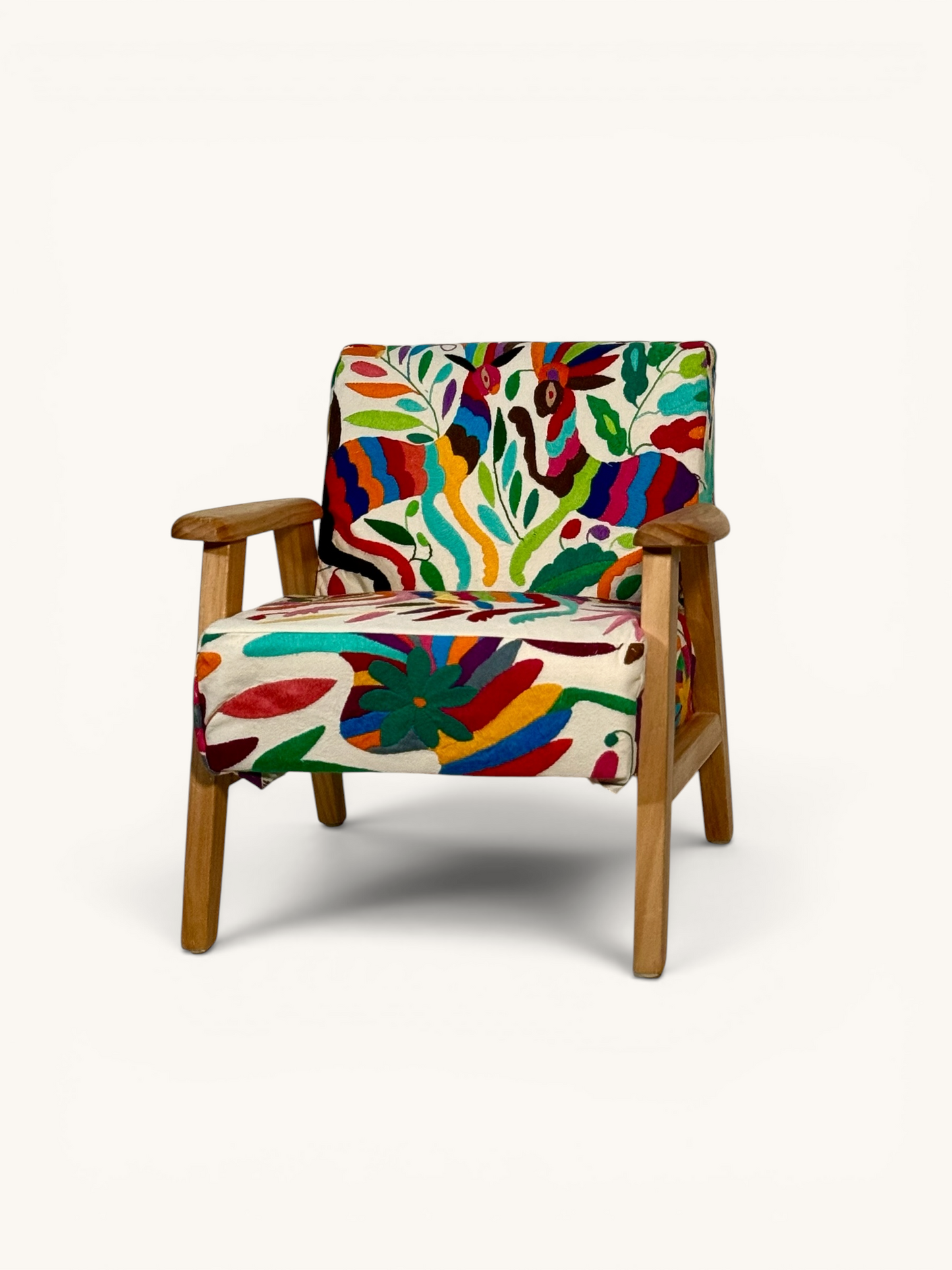 Hand Embroidered Otomi Kids Chair | Colorful Children's Accent Chair