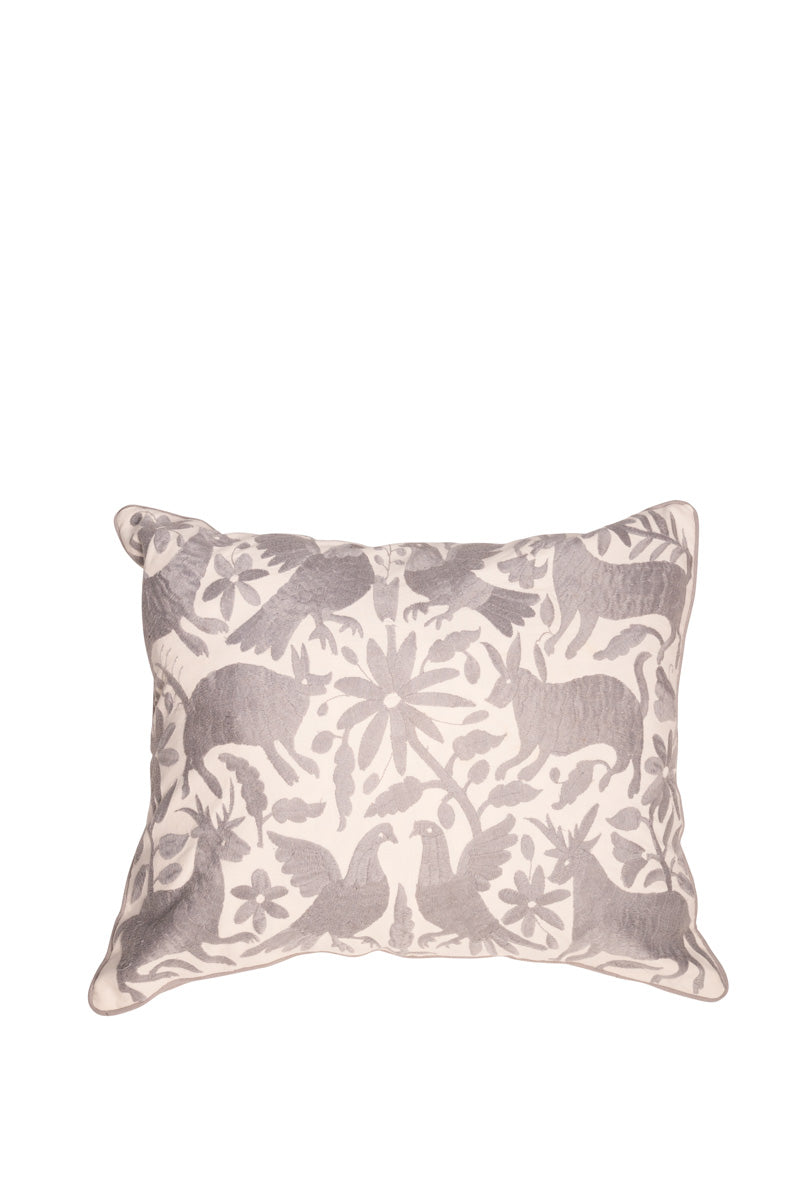 Vibrant hand-embroidered Mexican Floor pillow cover 32" x 23" with zipper back.