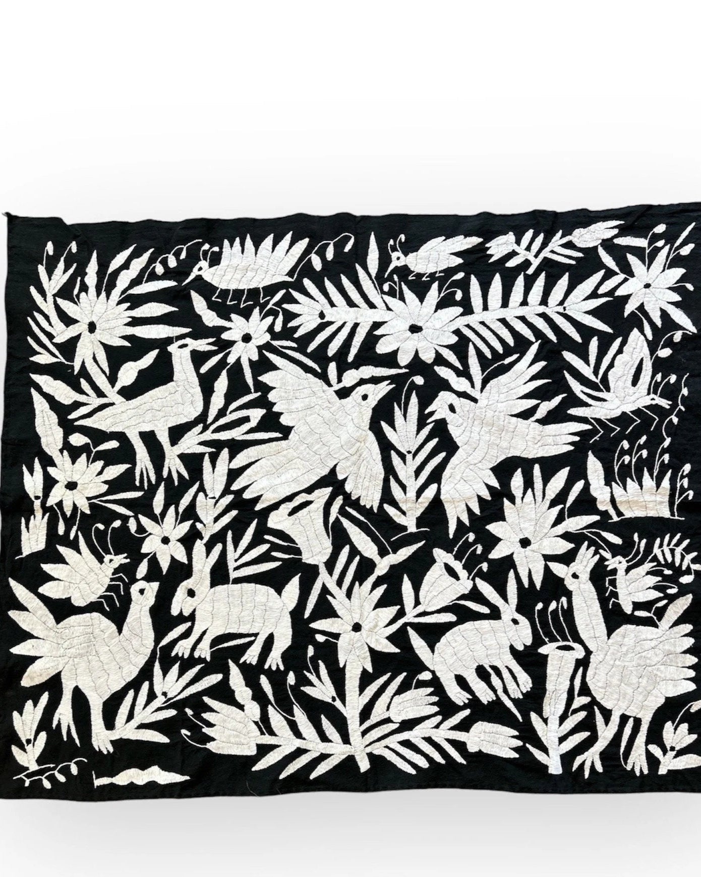 Otomi Embroidery Wall Hanging | Black & White Mexican Textile | Tenango de Doria | Unique Wall Decor