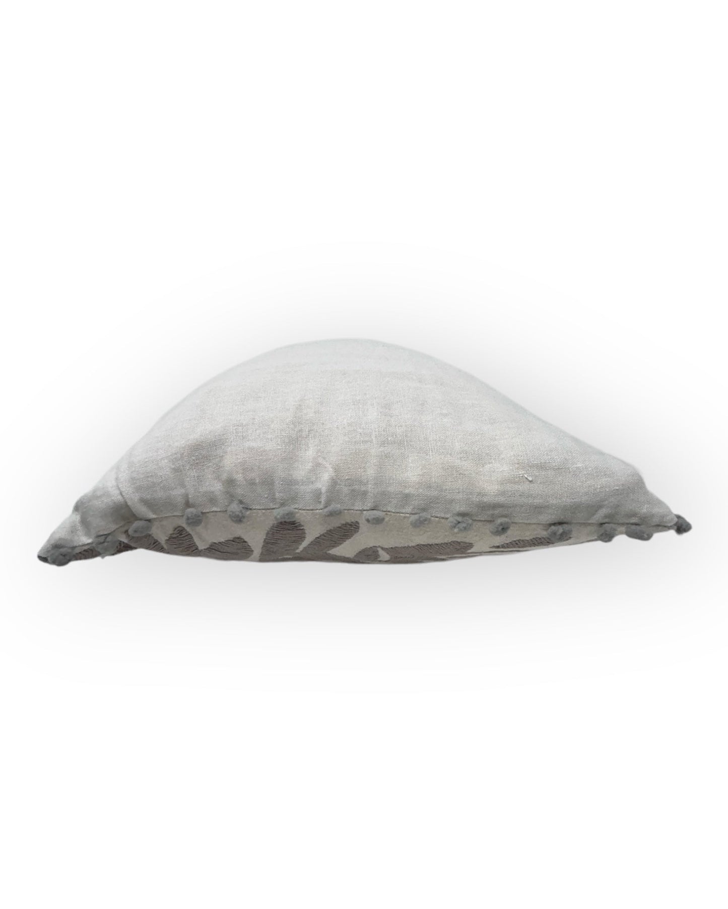 Handembroidered Otomi Pillow Cover – Silver & White 13"x17"