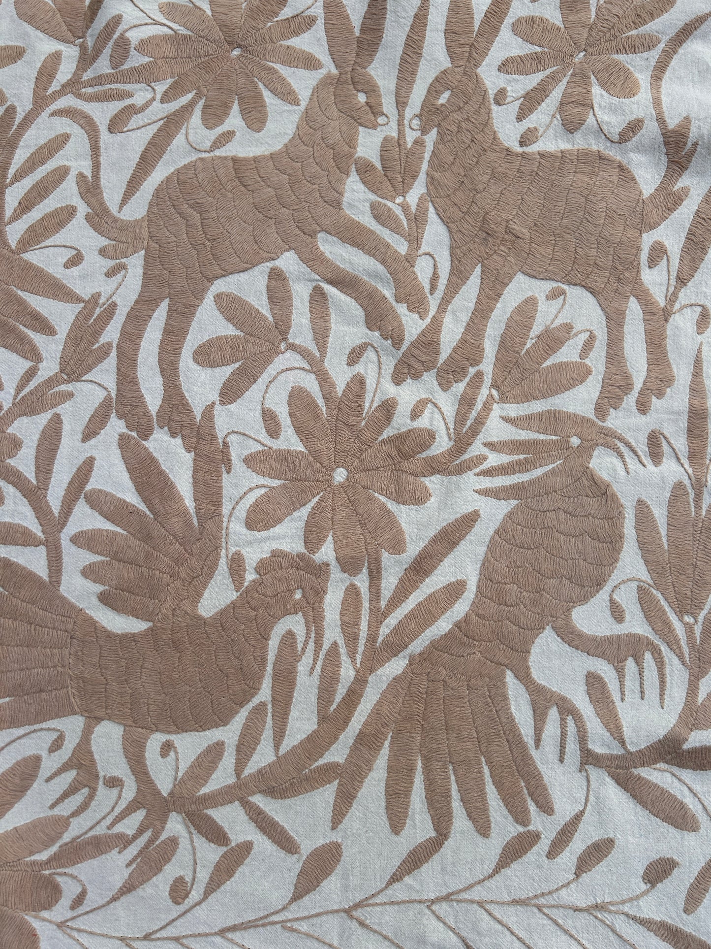 Boho Chic Hand-Embroidered Wall Art – Tan & Ivory Decor 32"x72"
