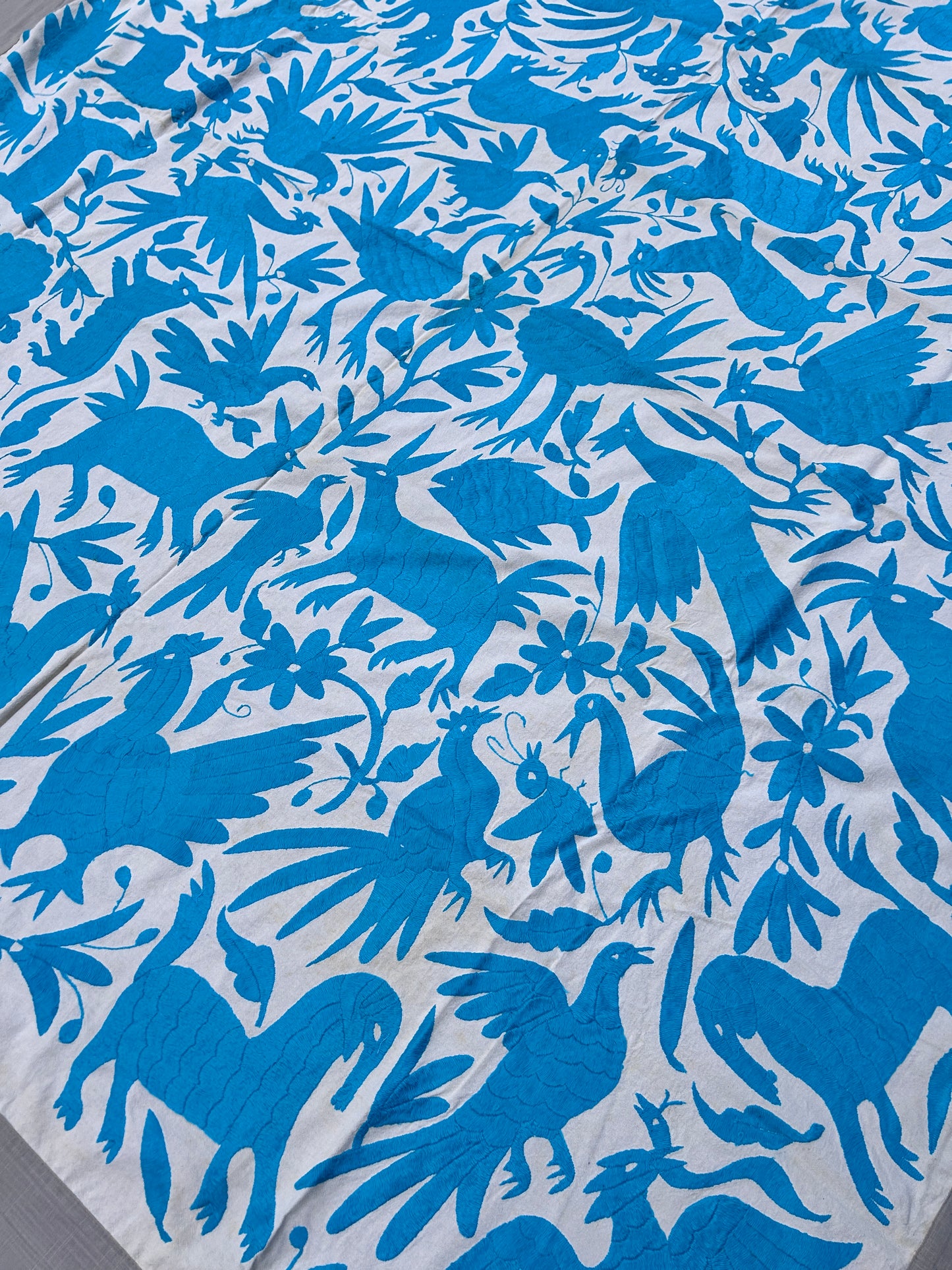 Handmade Mexican Otomi Embroidered Bedding or Tablecloth– Cian & Ivory (84"x85")
