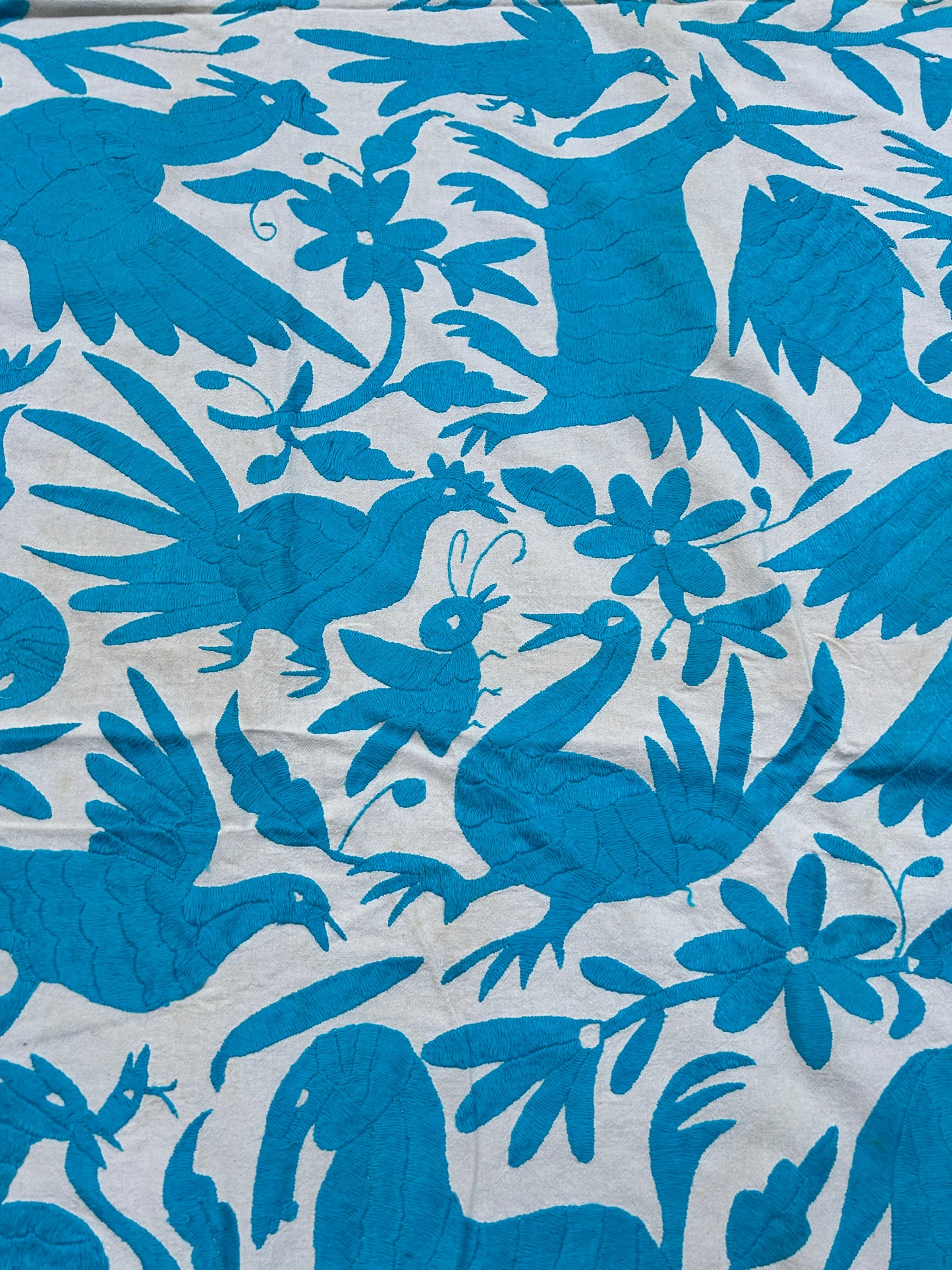 Handmade Mexican Otomi Embroidered Bedding or Tablecloth– Cian & Ivory (84"x85")