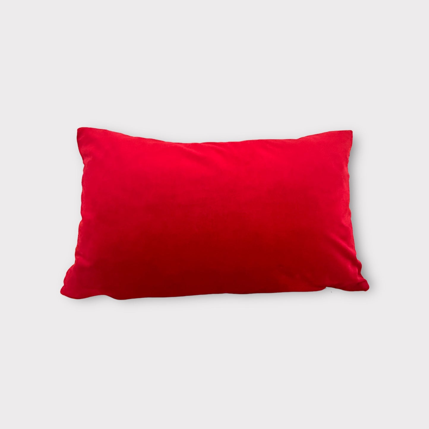 Floral Cross-Stitch Pillow Cover – Ivory & Red Velvet 9.5" x 12"