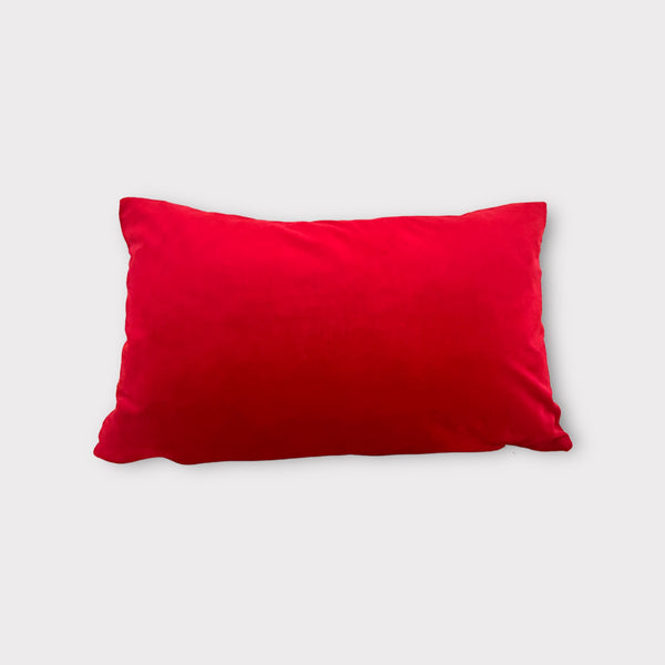 Floral Cross-Stitch Pillow Cover – Ivory & Red Velvet 9.5" x 12"