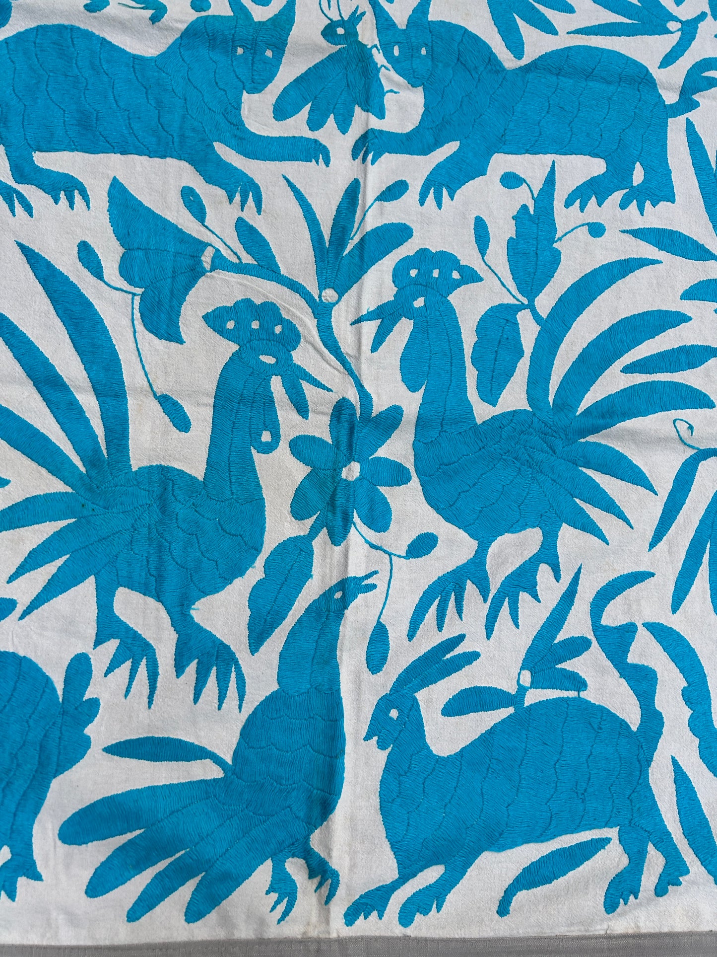 Handmade Mexican Otomi Embroidered Bedding or Tablecloth– Cian & Ivory (84"x85")