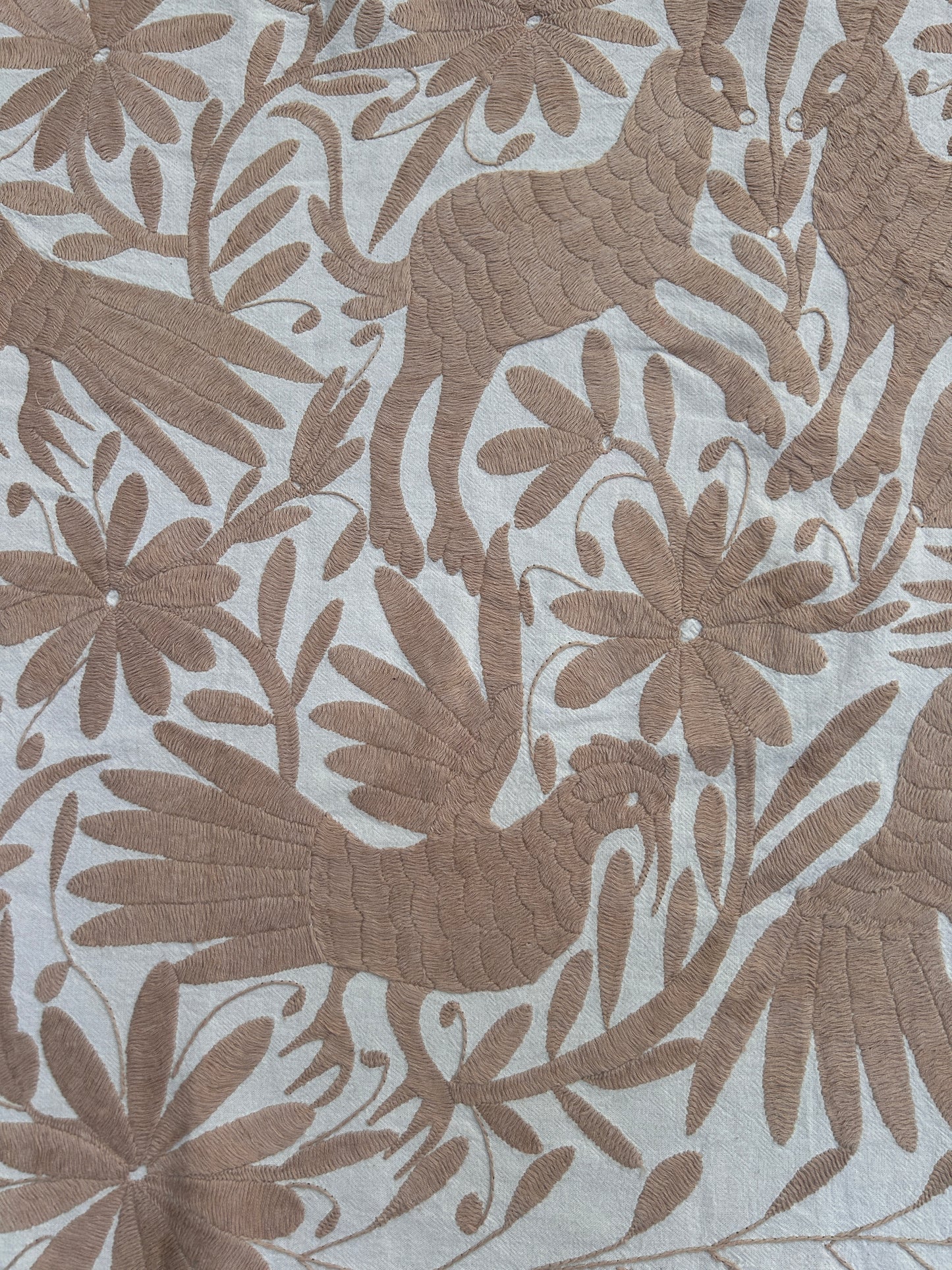 Boho Chic Hand-Embroidered Wall Art – Tan & Ivory Decor 32"x72"