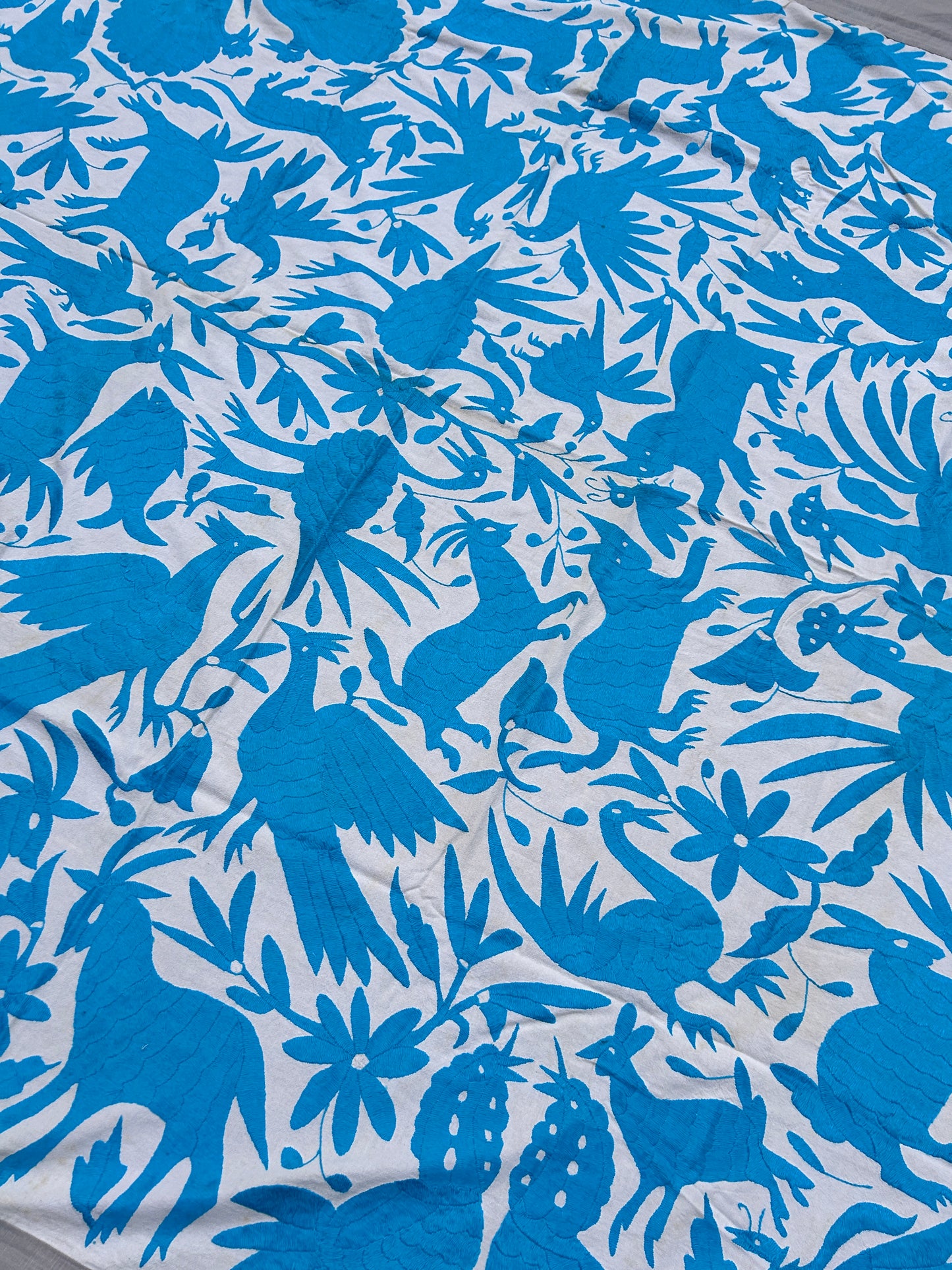 Handmade Mexican Otomi Embroidered Bedding or Tablecloth– Cian & Ivory (84"x85")
