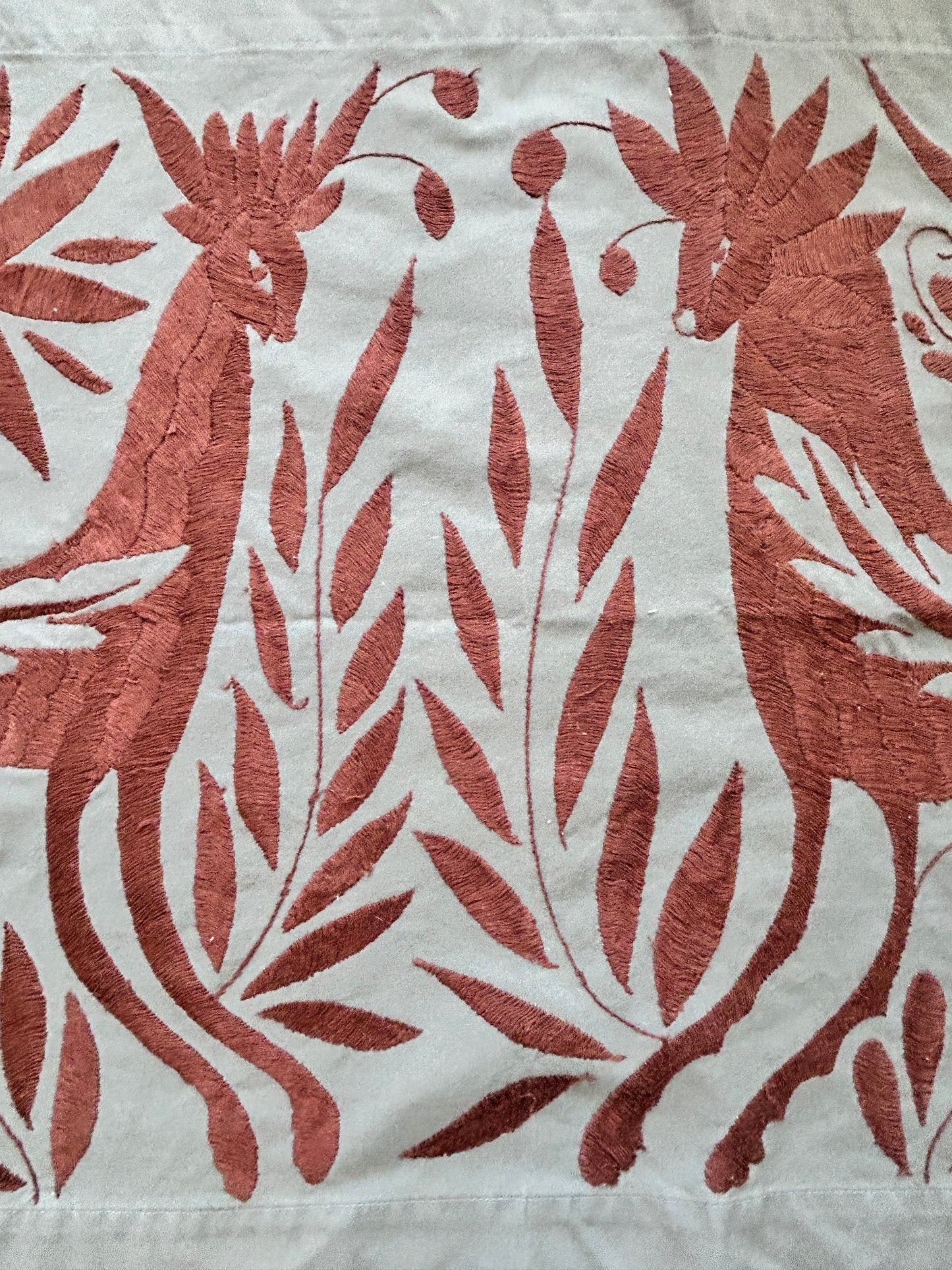 Hand-Embroidered Mexican XL Runner – Brown & Greyish 25" X 94"