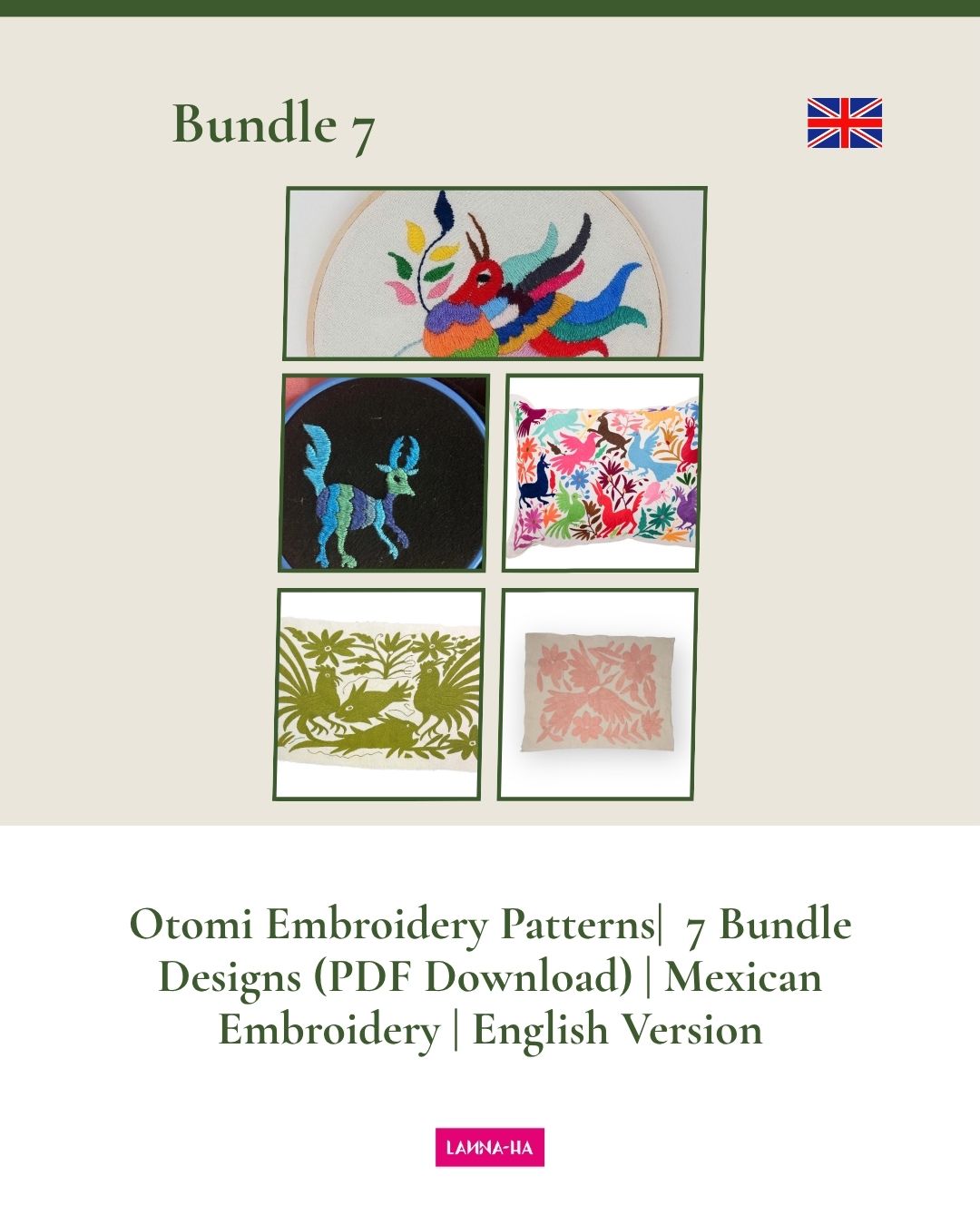 Otomi Embroidery Pattern Bundle – Animals & Flowers PDF