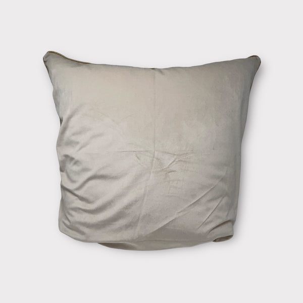 Otomí Hand Embroidered Pillow 23"x23" – Ochre embroidery & Ivory | Handmade Mexican Textile Decor