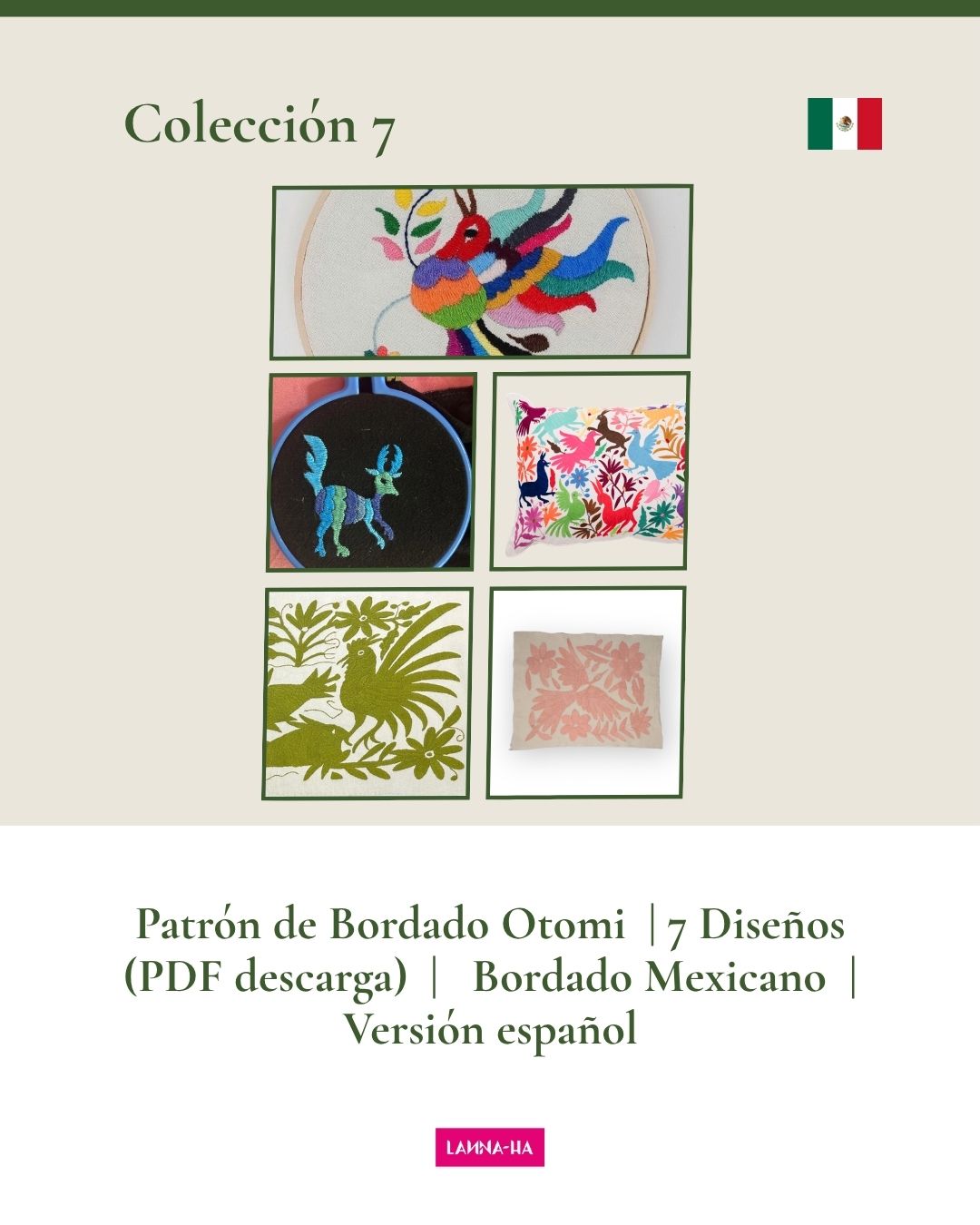 Patrón de Bordado Otomí a Mano – Diseños en PDF, PAQUETE para Bricolaje