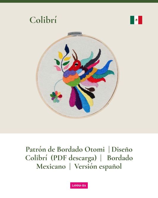 Patrón de Bordado a Mano Otomí – Diseños de Colibríes DIY PDF