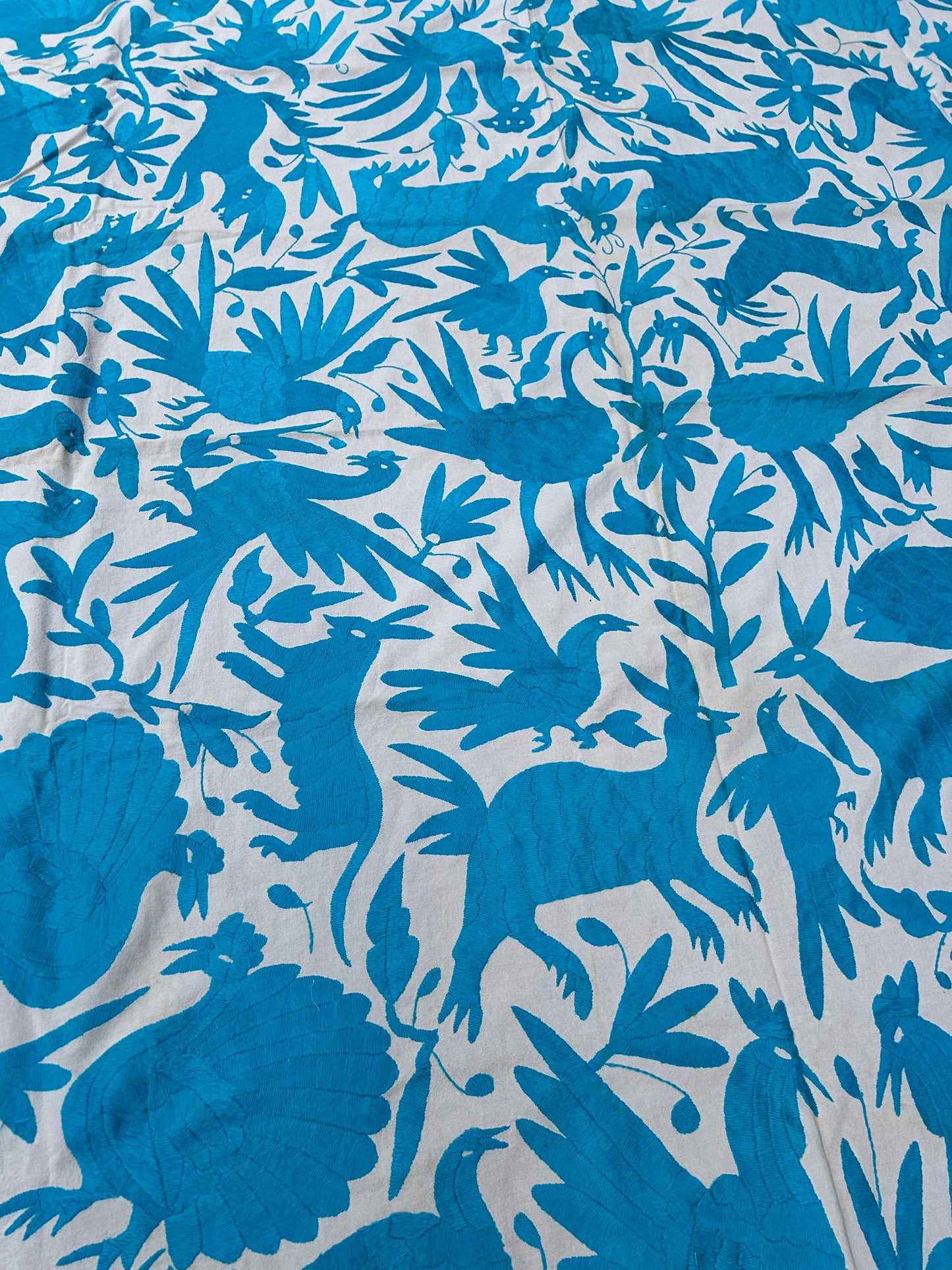 Handmade Mexican Otomi Embroidered Bedding or Tablecloth– Cian & Ivory (84"x85")