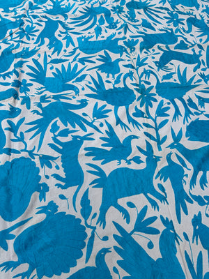 Handmade Mexican Otomi Embroidered Bedding or Tablecloth– Cian & Ivory (84"x85")