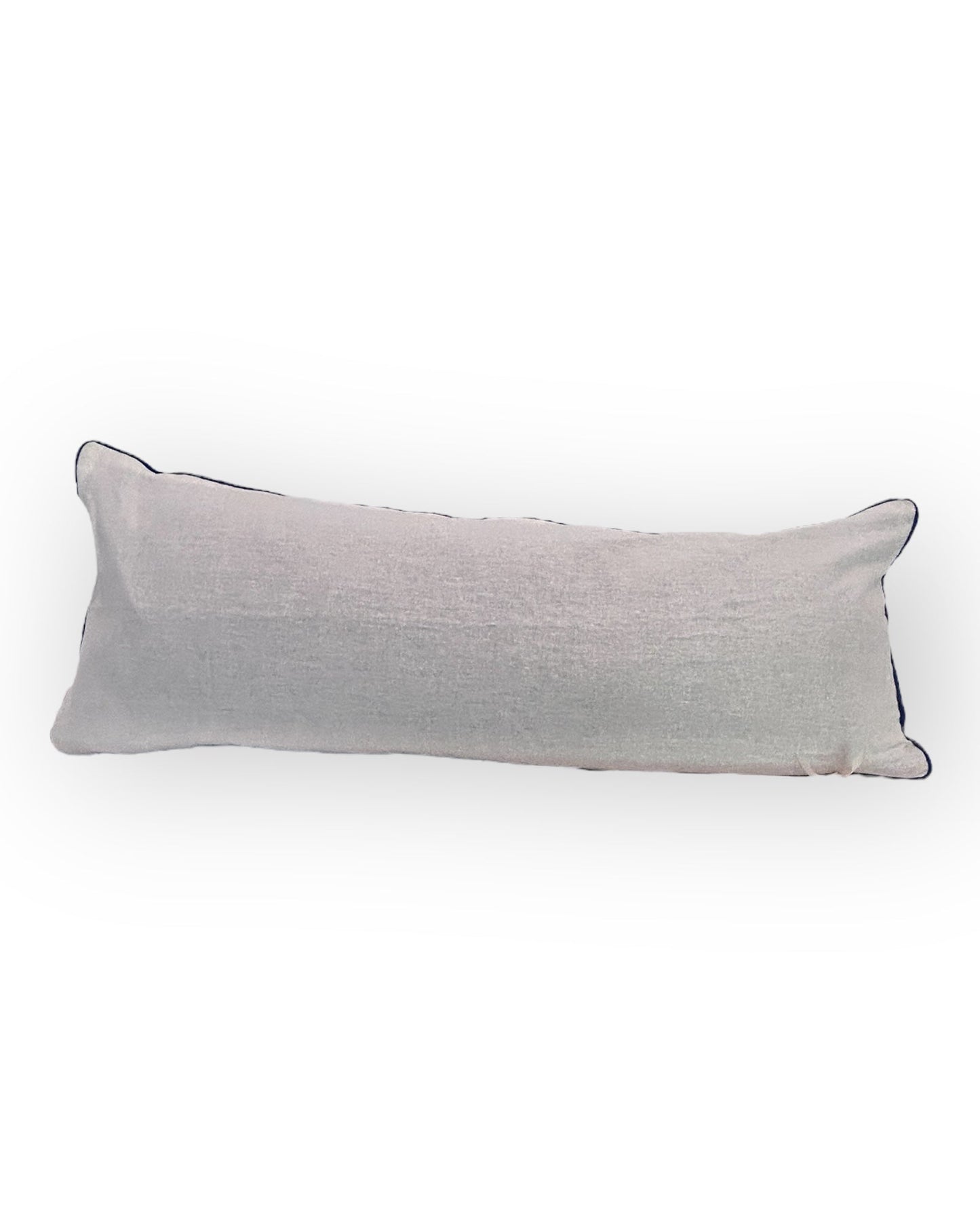 Hand-Embroidered XL Lumbar Pillow Cover – Royal Blue & White 13"x36"