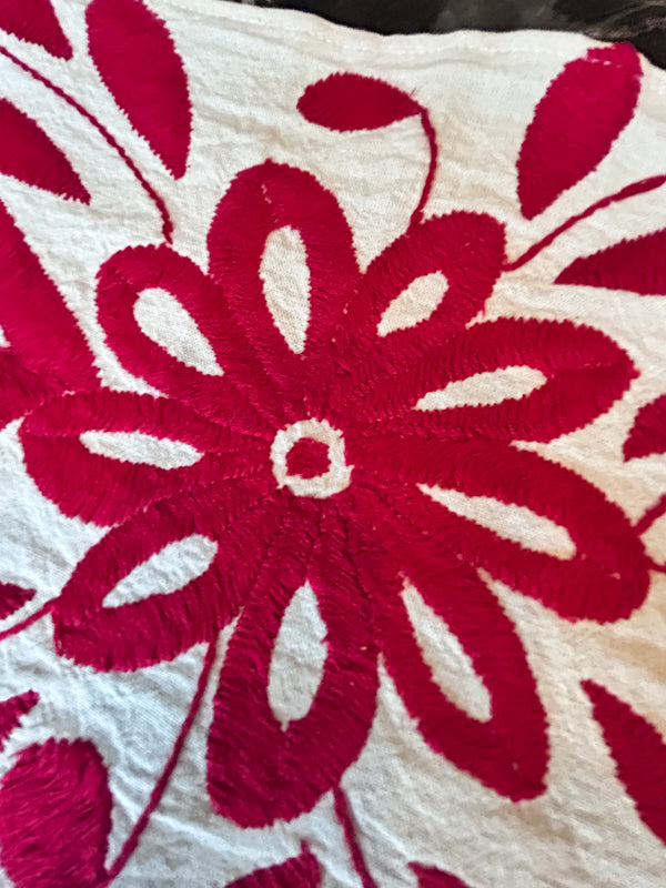 XS Otomi Table Runner | Mexican Table Runner | Otomi | Hand Embroidered | Red Temptation quiet path from Tenango de Doria