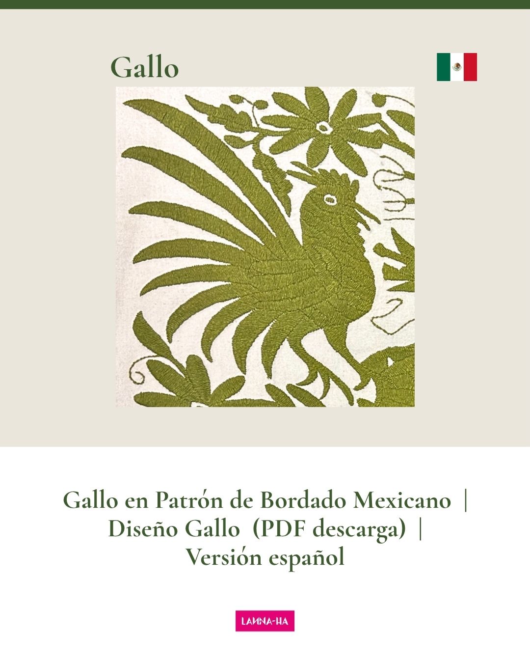 Patrón de Bordado Otomí – Diseño de Gallo (Descarga en PDF) | Bordado Mexicano