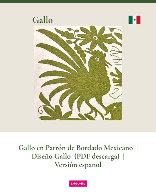 Gallo en Patrón de Bordado Mexicano | Descarga PDF | Versión español