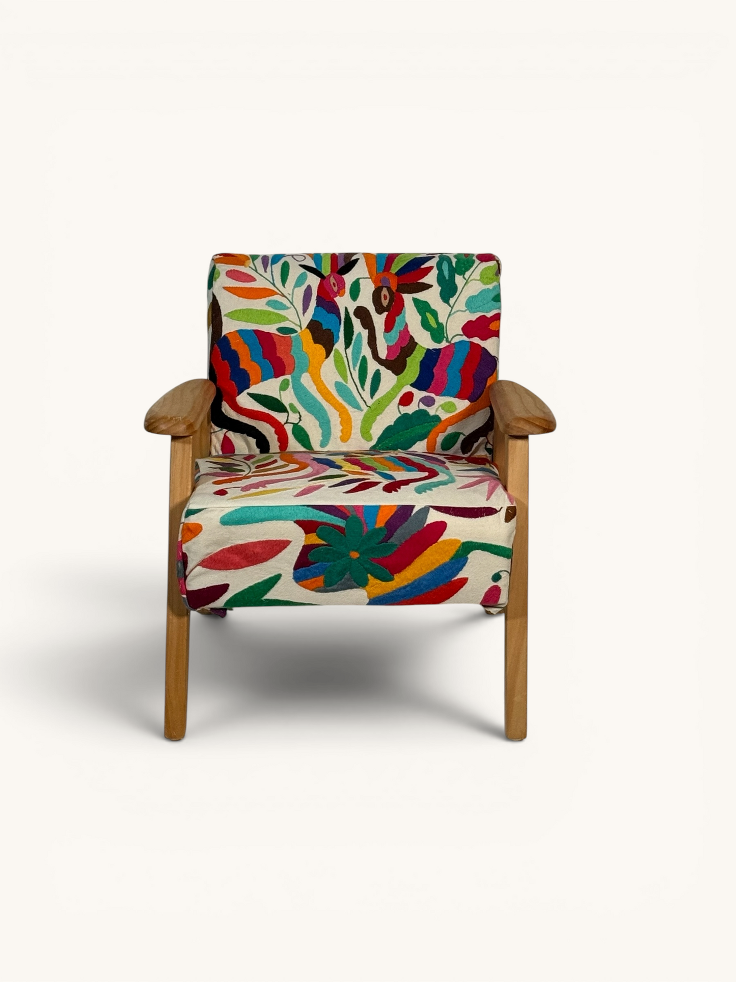 Hand Embroidered Otomi Kids Chair | Colorful Children's Accent Chair