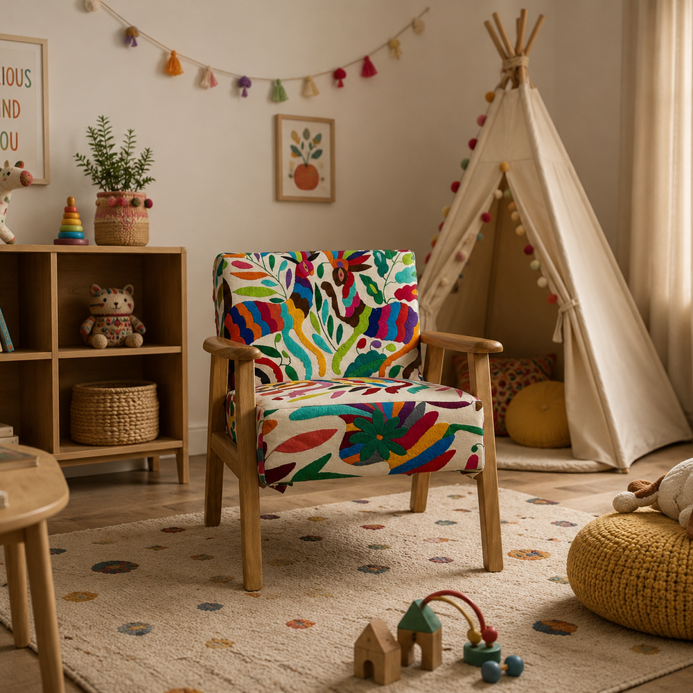 Silla infantil con bordado Otomi | Hecho a mano