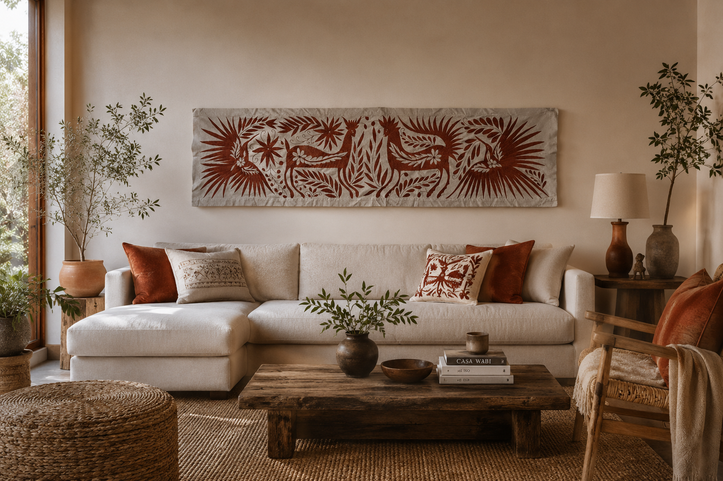 Jardín Otomi de Medianoche | Textil mural Mexicano