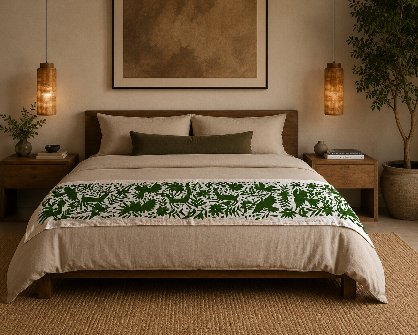Jardín Otomi de Medianoche | Textil mural Mexicano