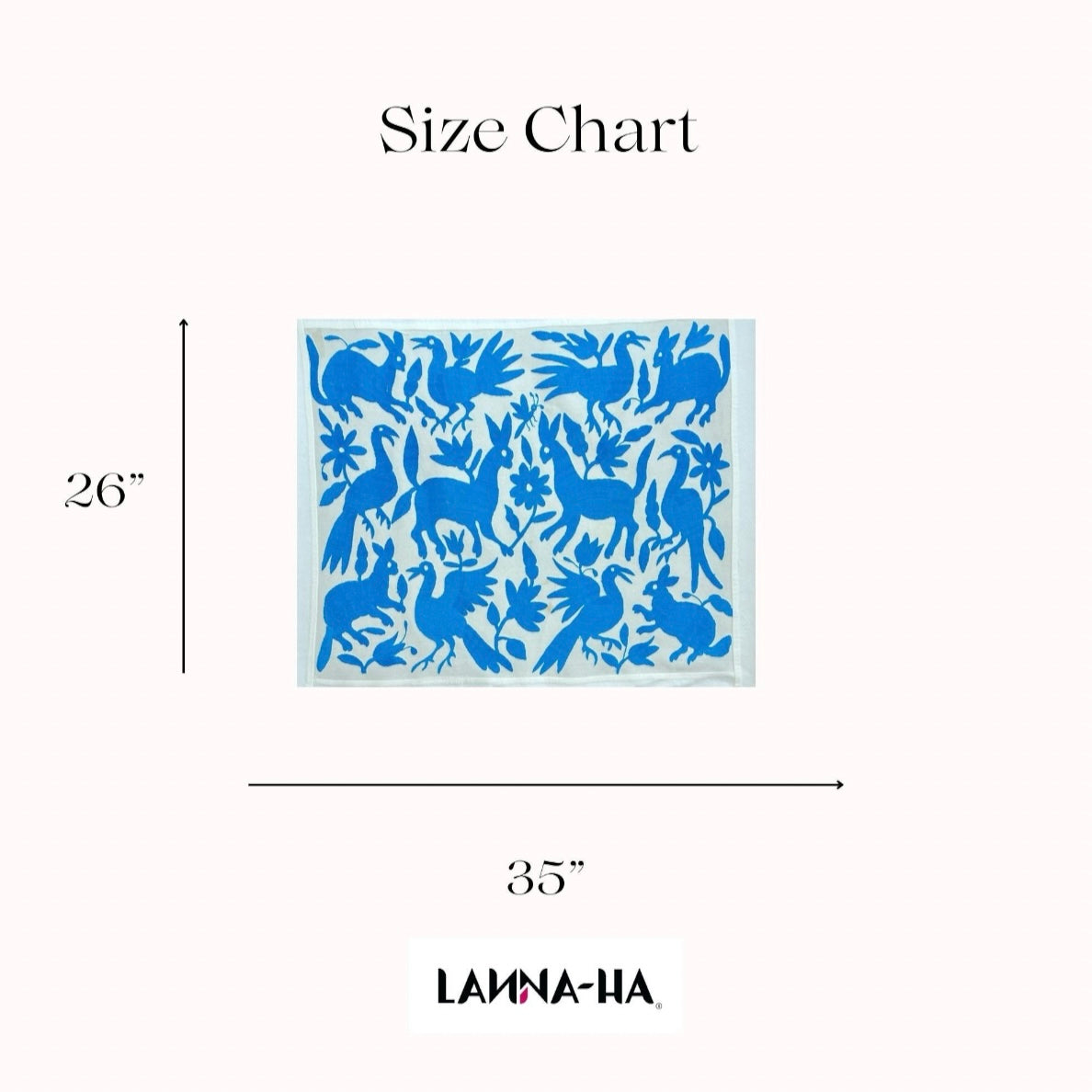 Hand-Embroidered Otomi Wall Art – Cyan & Ivory Boho Decor. 26" X 35"