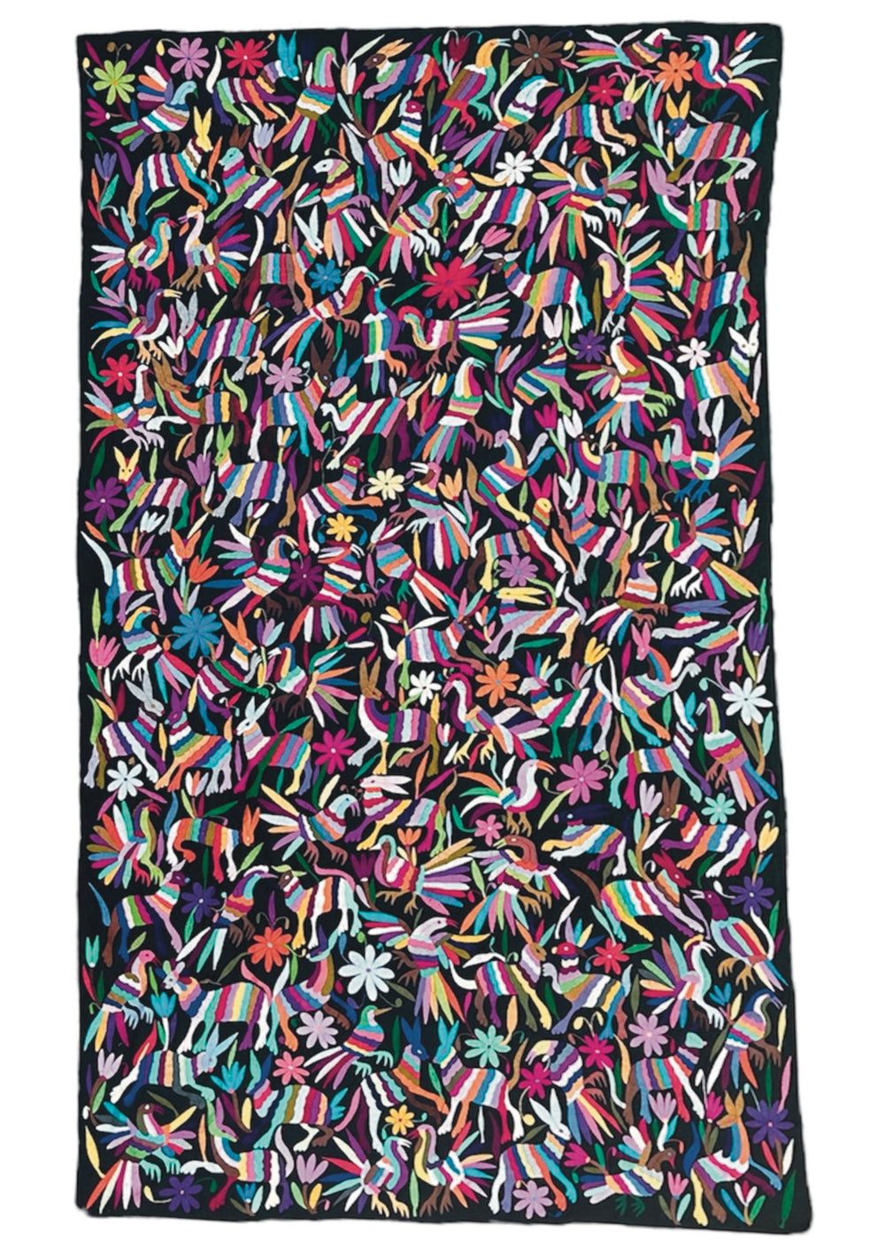 Arte Textil Otomi bordado a mano | Arcoiris Nocturno | Textil Mexicano | Mural con identidad