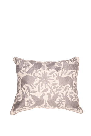 Otomí Embroidered Floor Pillow 32"x23" – Available in Black, Red & Black, or Grey | Handmade Mexican style decor