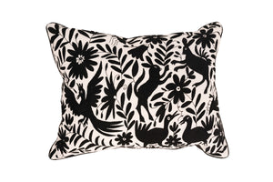 Otomí Embroidered Floor Pillow 32"x23" – Available in Black, Red & Black, or Grey | Handmade Mexican style decor