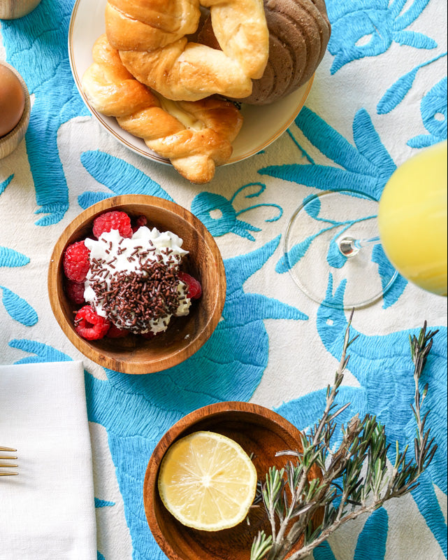 Handmade Mexican Otomi Embroidered Bedding or Tablecloth– Cian & Ivory (84"x85")