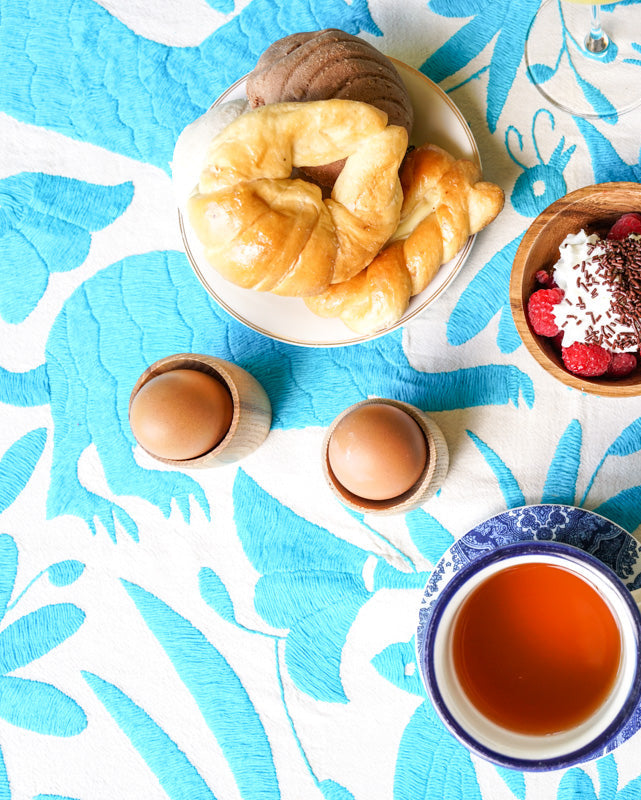 Handmade Mexican Otomi Embroidered Bedding or Tablecloth– Cian & Ivory (84"x85")