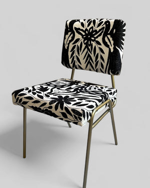 Silla Antonia | Tapizado Otomi en negro & marfil