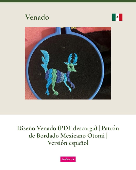 Patrón de bordado otomí – Diseño de venado (Descarga en PDF) | Bordado mexicano