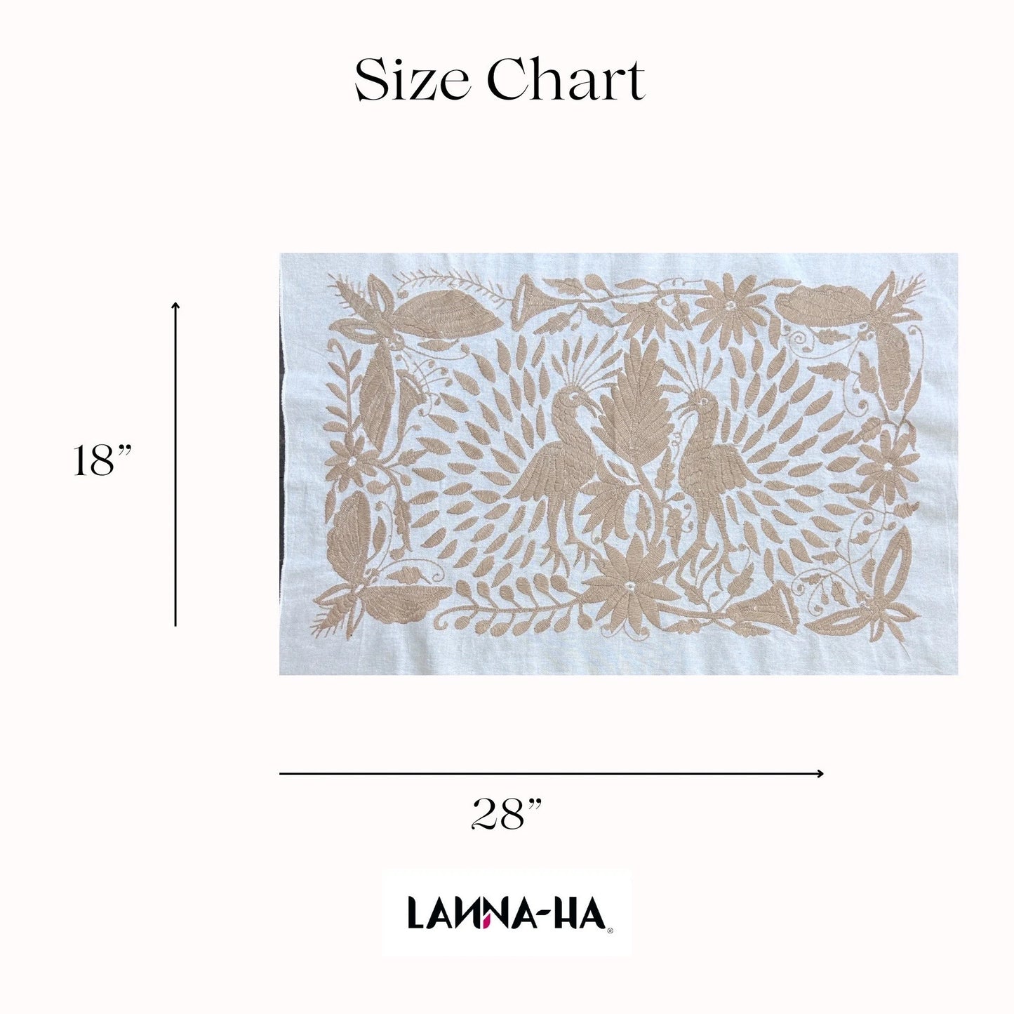 Hand-Embroidered Otomi Wall Art – Tan & Ivory Boho Decor 18" x 24"