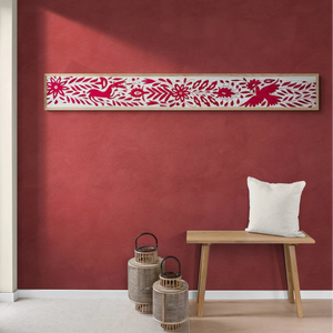 XS Otomi Table Runner | Mexican Table Runner | Otomi | Hand Embroidered | Red Temptation quiet path from Tenango de Doria