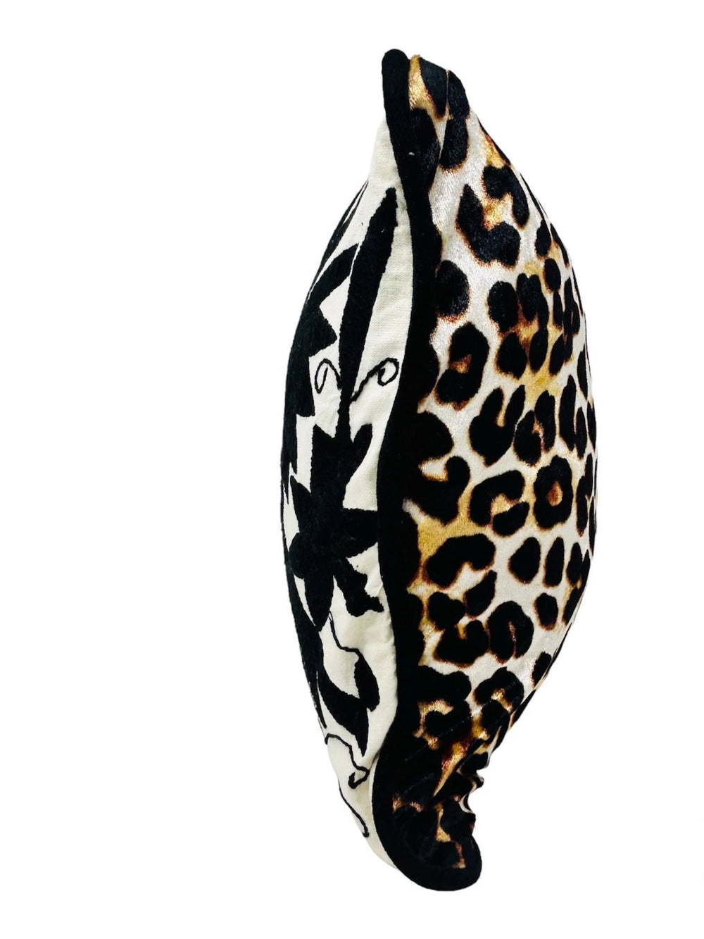 Funda de almohada otomí bordada a mano | Decoración textil mexicana | Negro y marfil | 33x45,7 cm | Cojín de lujo bohemio |