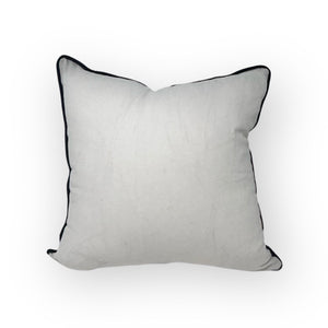 Otomí Embroidered Pillow 18"x18" – Black embroidery & Ivory cotton fabric | Handmade in Mexico
