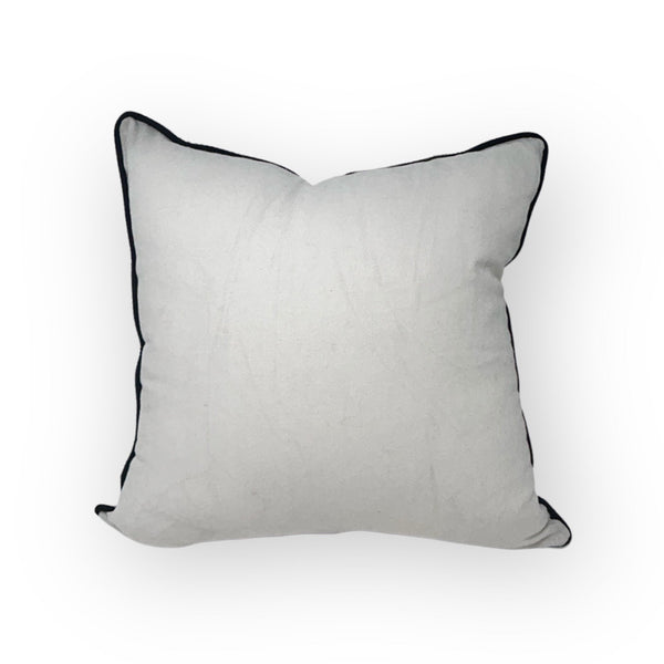 Otomí Embroidered Pillow 18"x18" – Black embroidery & Ivory cotton fabric | Handmade in Mexico