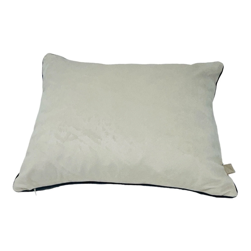 Funda de cojín Otomí bordada a mano | Decoración textil mexicana | Gris y marfil | 13x18” | Cojín de lujo bohemio