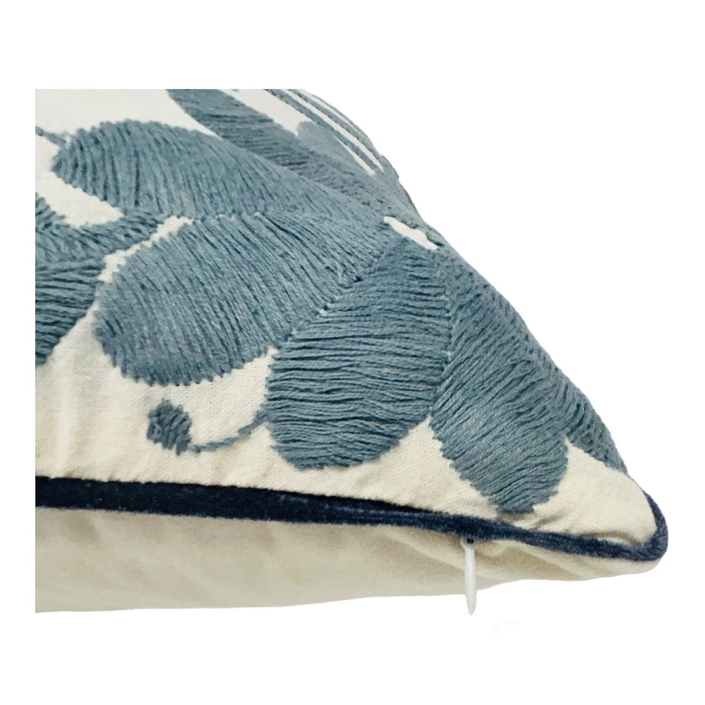 Funda de cojín Otomí bordada a mano | Decoración textil mexicana | Gris y marfil | 13x18” | Cojín de lujo bohemio