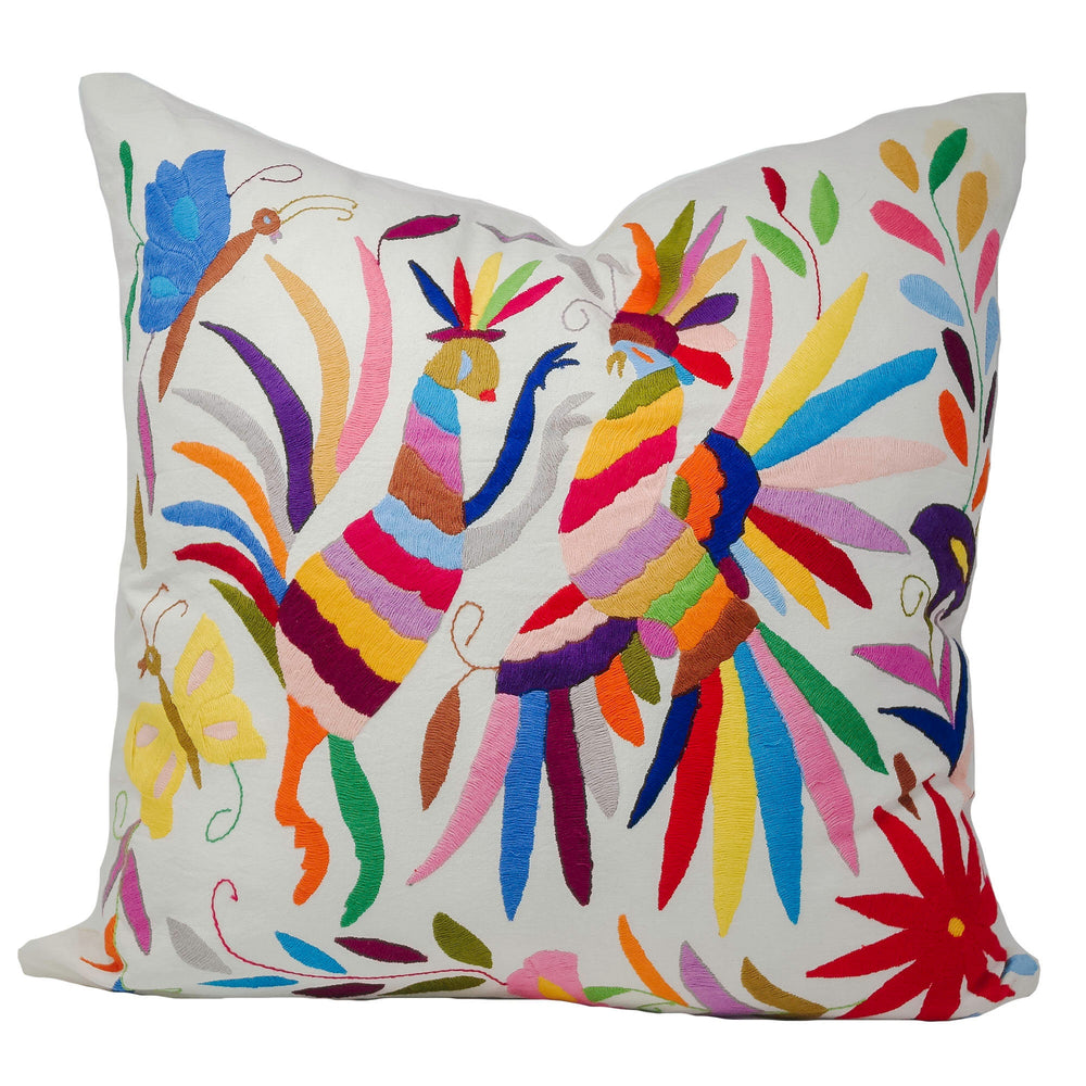 Mexican Folk Art pillow | Boho Embroidery | Mexican Cushion, insert included | Otomi Rainbow Dream from Tenango de Doria